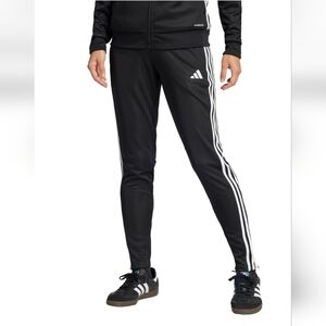 Adidas Girls 3-Stripes Pull On Athletic Pants Drawstring Black & Iridescent Sz L